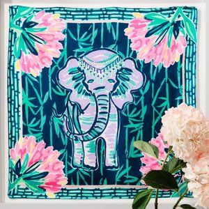 NWT Lilly Pulitzer Silk Scarf, Elephant Soirée Print